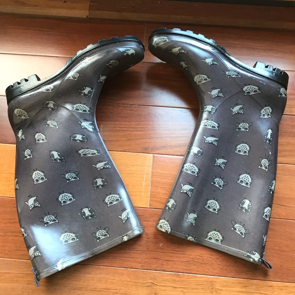 Owl Print Rain Boots